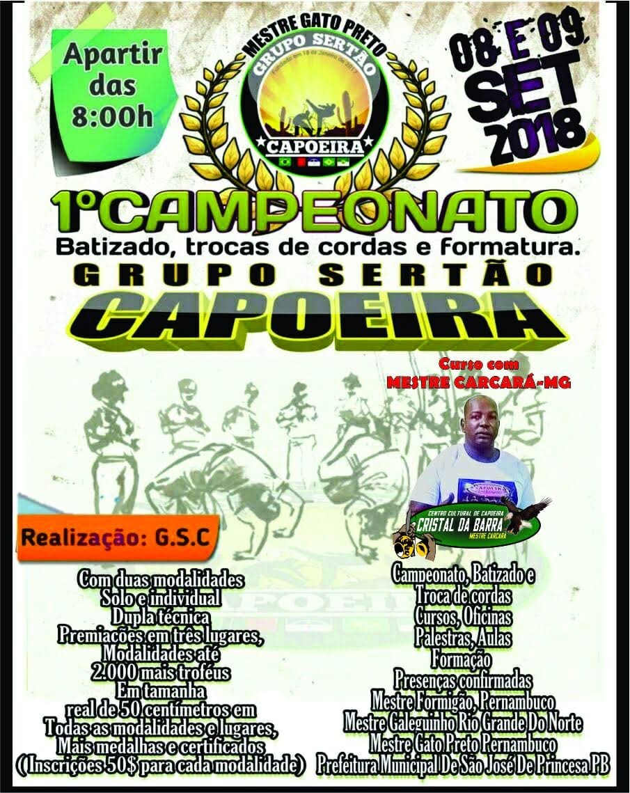 Cidade de São José de Princesa sedia 1º Campeonato de Capoeira