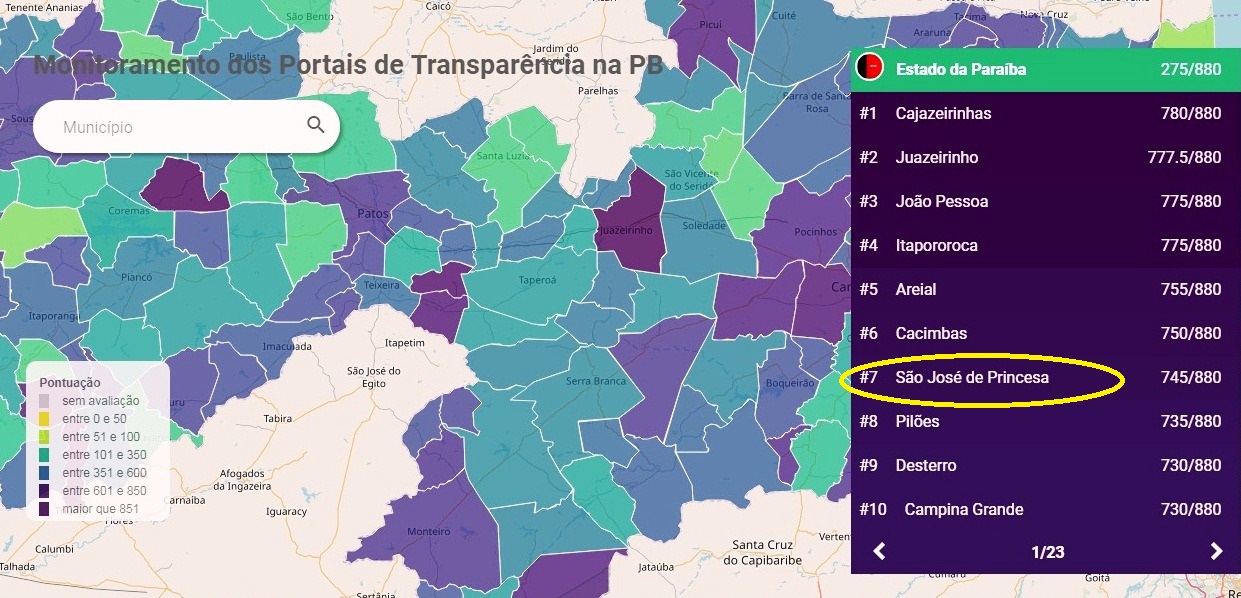 São José de Princesa entre as dez cidades mais transparentes da Paraíba, segundo o TCE