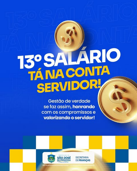 Prefeitura de São José de Princesa realiza pagamento integral do 13º salário