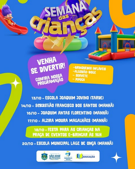 Semana das Crianças em São José de Princesa promete muita alegria para a garotada